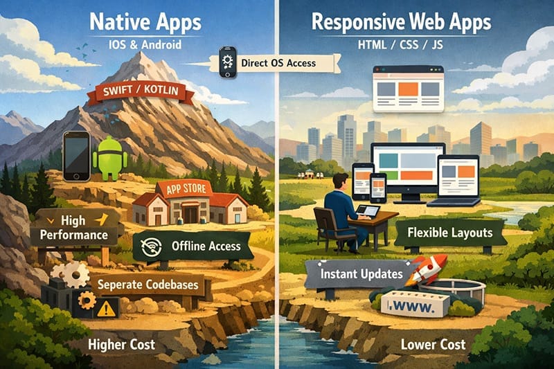Native vs responsive app development comparison